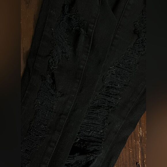 Rachel Roy Black Distressed Skinny Denim Jeans Stretch Ripped Pants Sz 0/25 - Picture 9 of 10